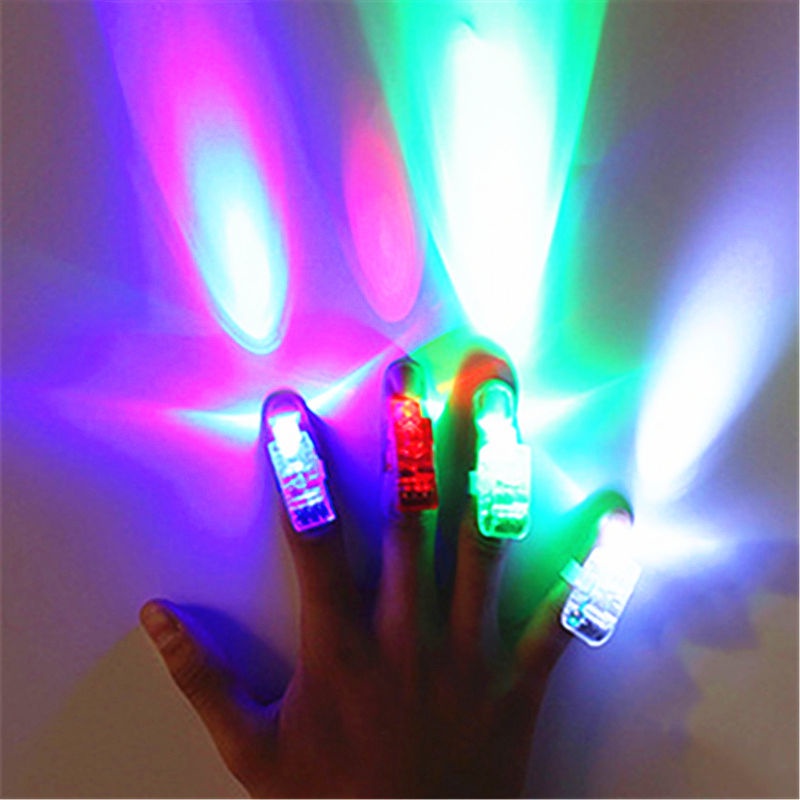 夜市炫彩手指燈玩具蹦迪花手指燈LED發光戒指演出舞會酒吧投影燈