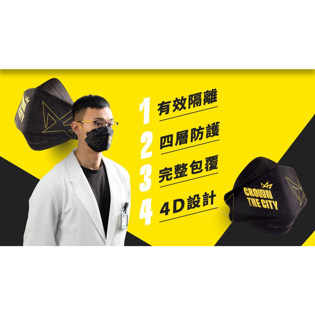 【藥師健生活 X 新北國王聯名款】4D成人醫療口罩-CrownTheCity款 10入(無外盒)健生活藥局