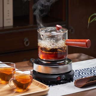 【現貨免運】（220V電陶爐）側把茶壺玻璃煮茶器電陶爐耐高溫泡茶壺木把單壺過濾功夫茶具套裝