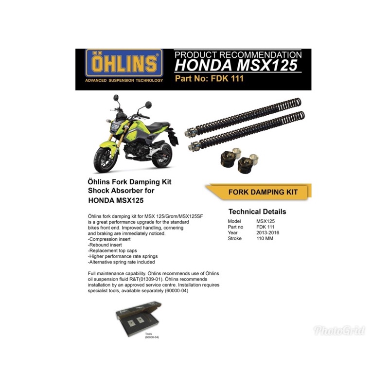 FDK111前叉彈簧套件《OHLINS》MSX 125