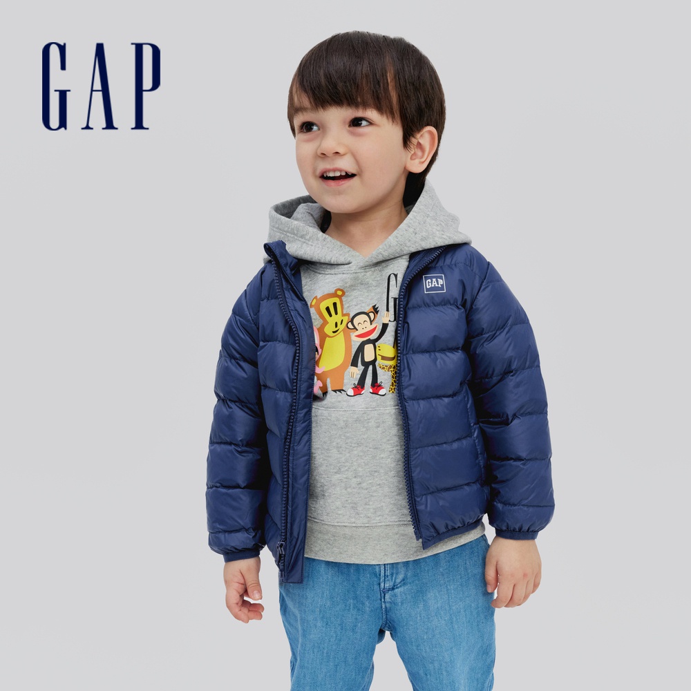 Gap 兒童裝 防雨三合一連帽羽絨外套 大絨朵羽絨系列-藍色迷彩(400184)