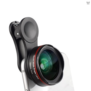 F02 5K高清無畸變手機鏡頭 18mm 128度廣角 + 15X微距 配通用夾子 黑色