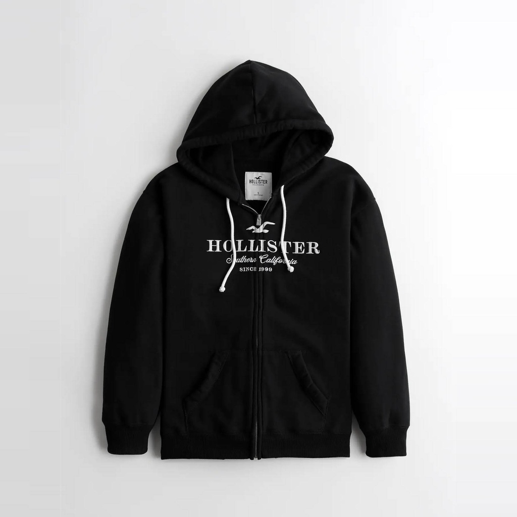 【HOLLISTER Co.】【零碼XXS】HC女款連帽外套白鷗繡草字黑 F09221007-19