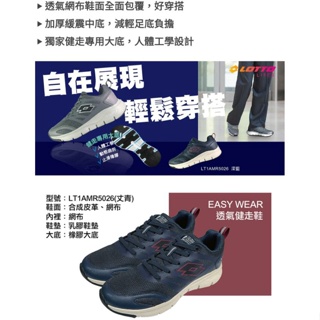 【LOTTO】男 EASY WEAR 透氣健走鞋 慢跑鞋(丈青-LT1AMR5026<D21>/ 灰LT1AMR5028