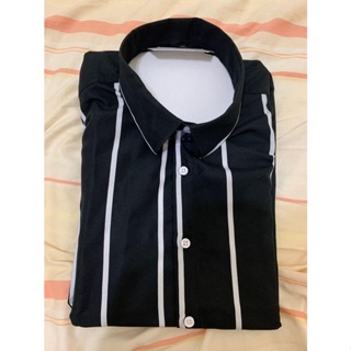 黑白直條紋短袖襯衫(XL/S)