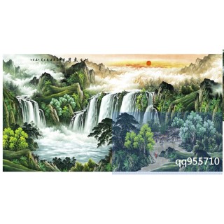 【幸運星】臺灣發貨 山水畫 聚寶盆 國畫 宣紙畫 國畫 客廳 風水畫 左右逢源 開運 招財 化煞 413