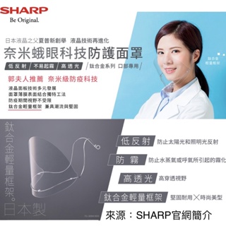 夏普奈米蛾眼科技防護面罩/口部專用全新SHARP