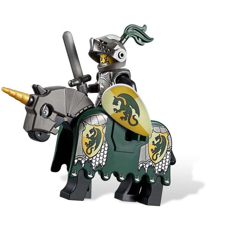 LEGO 樂高 7187 絕版-城堡系列 可掀盔 綠龍 騎士武器盾 與戰馬