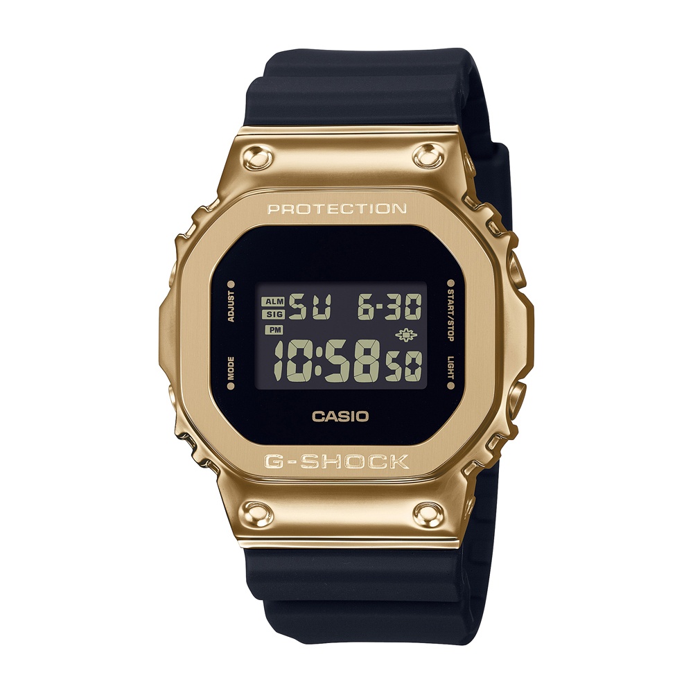 CASIO卡西歐 G-SHOCK 黑金時尚 高調奢華 金屬錶殼 經典方型 GM-5600G-9_43.2mm