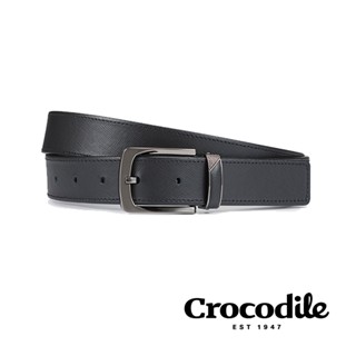 crocodile 鱷魚皮件 真皮皮帶 義大利進口牛皮 打洞 休閒 紳士皮帶-0101-52010-黑色