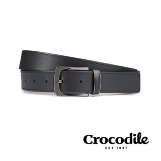 Crocodile 鱷魚皮件 真皮皮帶 義大利進口牛皮 打洞 休閒 紳士皮帶-0101-52010-黑色