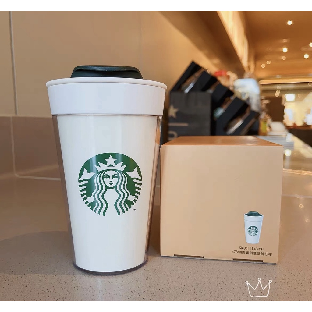 Starbucks官方正品！星巴克杯子2022logo創意塗鴉照片雙層透明塑膠暢飲隨行杯茶奶昔茶水咖啡杯473ml