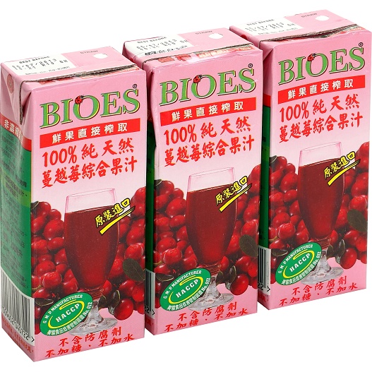 【囍瑞 BIOES】純天然 100% 蔓越莓汁綜合原汁(200ml - 3入)