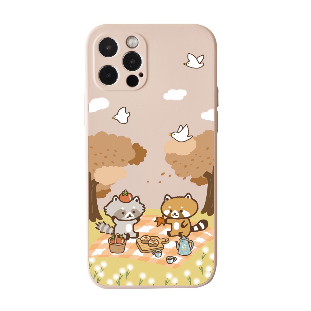 【TOYSELECT】浣熊菓子屋秋日野餐系列全包iPhone手機殼-淡粉色