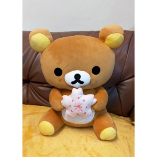 正版 Rilakkuma 拉拉熊 懶懶熊 櫻花 坐姿款 娃娃 玩偶 絨毛玩偶 約45CM