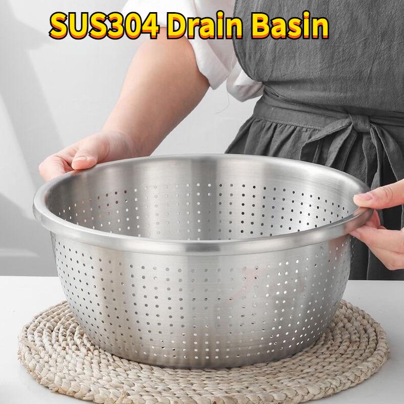 304不銹鋼下水盆加厚下水簍家用洗米篩廚房洗米機洗米簍下水盆
