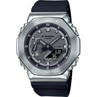 ∣聊聊可議∣CASIO 卡西歐 G-SHOCK 八角 金屬錶殼 雙顯手錶-百搭銀灰 GM-2100-1A