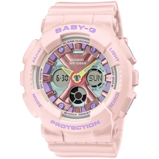 ∣聊聊可議∣CASIO 卡西歐 BABY-G 柔美粉彩 可愛休閒雙顯手錶-粉紫 BA-130PM-4A