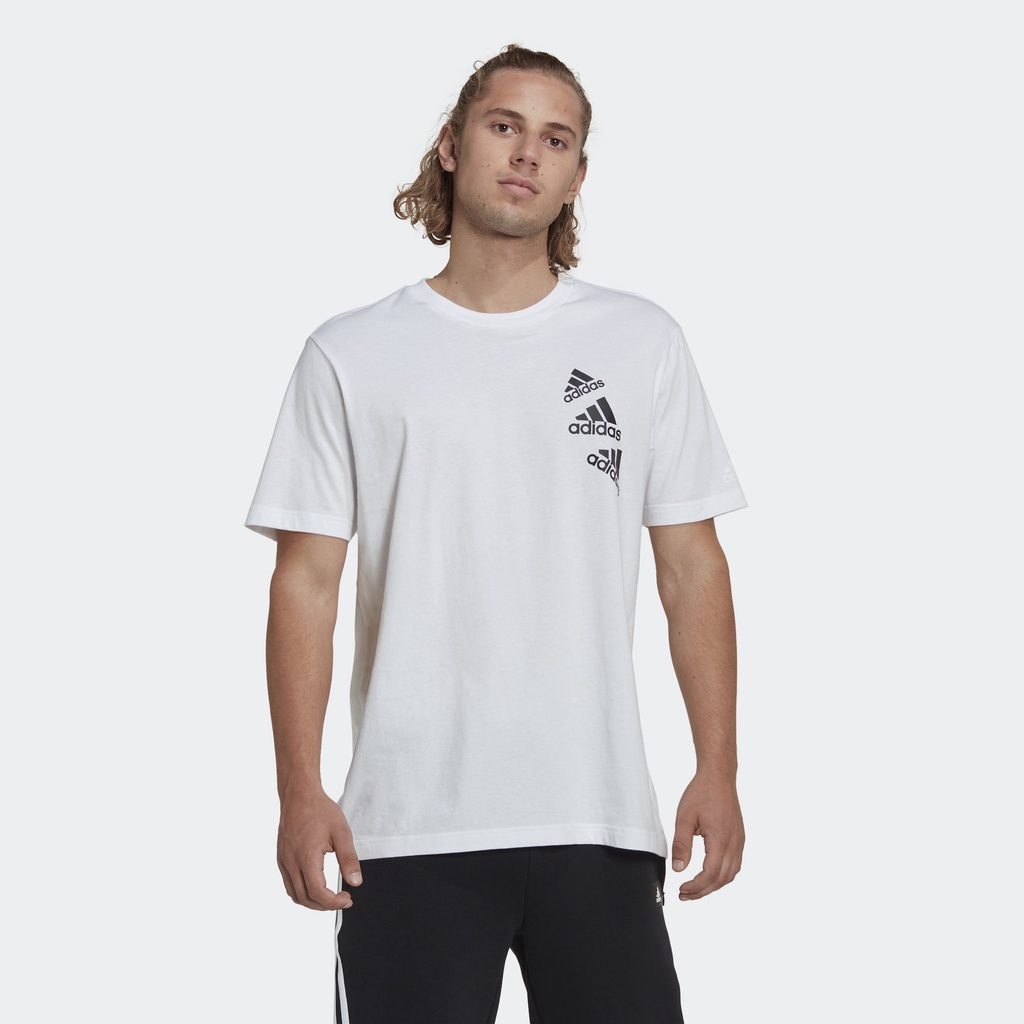 ADIDAS 男 短袖上衣 T恤 運動上衣 寬鬆 透氣棉 ESSENTIALS BRANDLOVE 白 運動達人