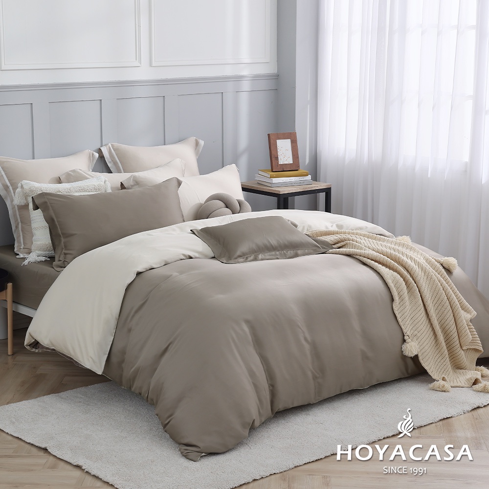 HOYACASA 堅果燕麥 60支天絲被套床包四件組(單人/雙人/加大/特大)