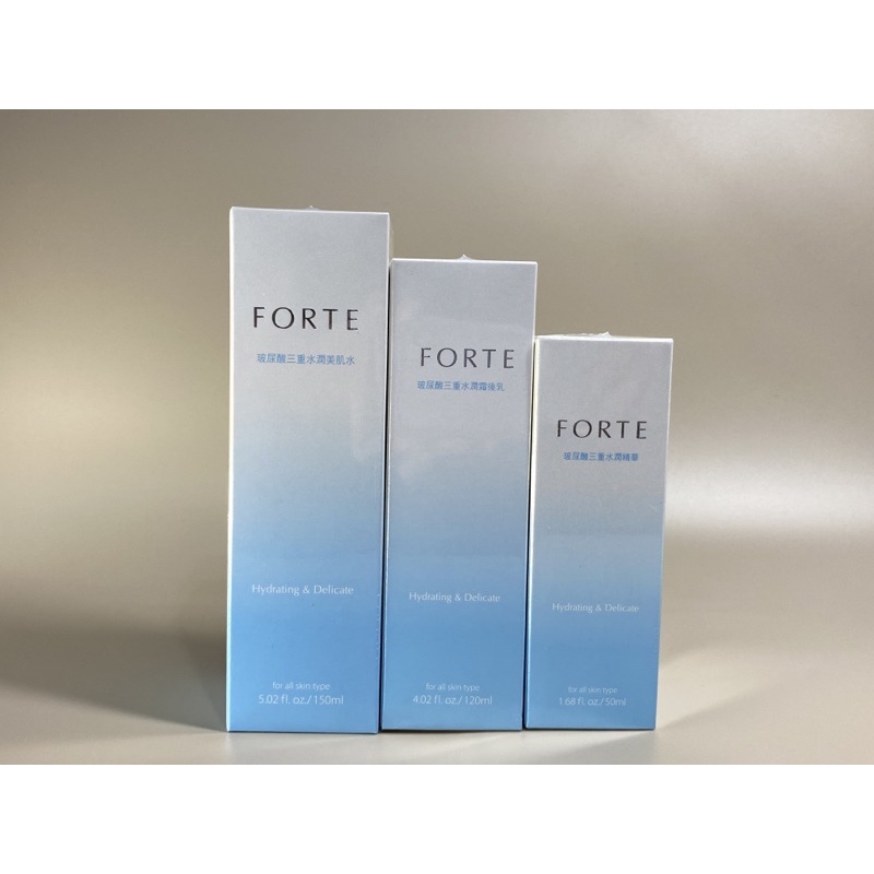 台塑生醫FORTE玻尿酸三重水潤精華50ml/玻尿酸三重水潤美肌水150ml/玻尿酸三重水潤霜後乳120ml