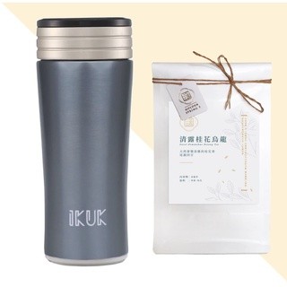 【IKUK陶瓷保溫杯】現貨公司貨🔥買就送金五春茶包｜SGS檢驗合格｜台灣原葉茶🔥IKUK小簡約300ML-銀灰藍