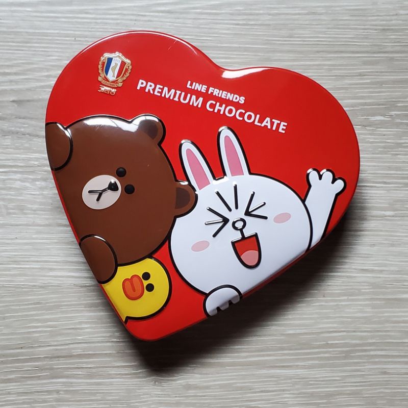 LINE FRIENDS PREMIUM CHOCOLATE心型巧克力鐵盒(迷唇紅)