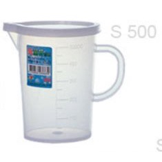 ◎超級批發◎震嶸 S500-000258 量杯 透明冷水壺 花茶壺 果汁壺 塑膠調味壺 浮雕刻度 單把 0.5L 附蓋
