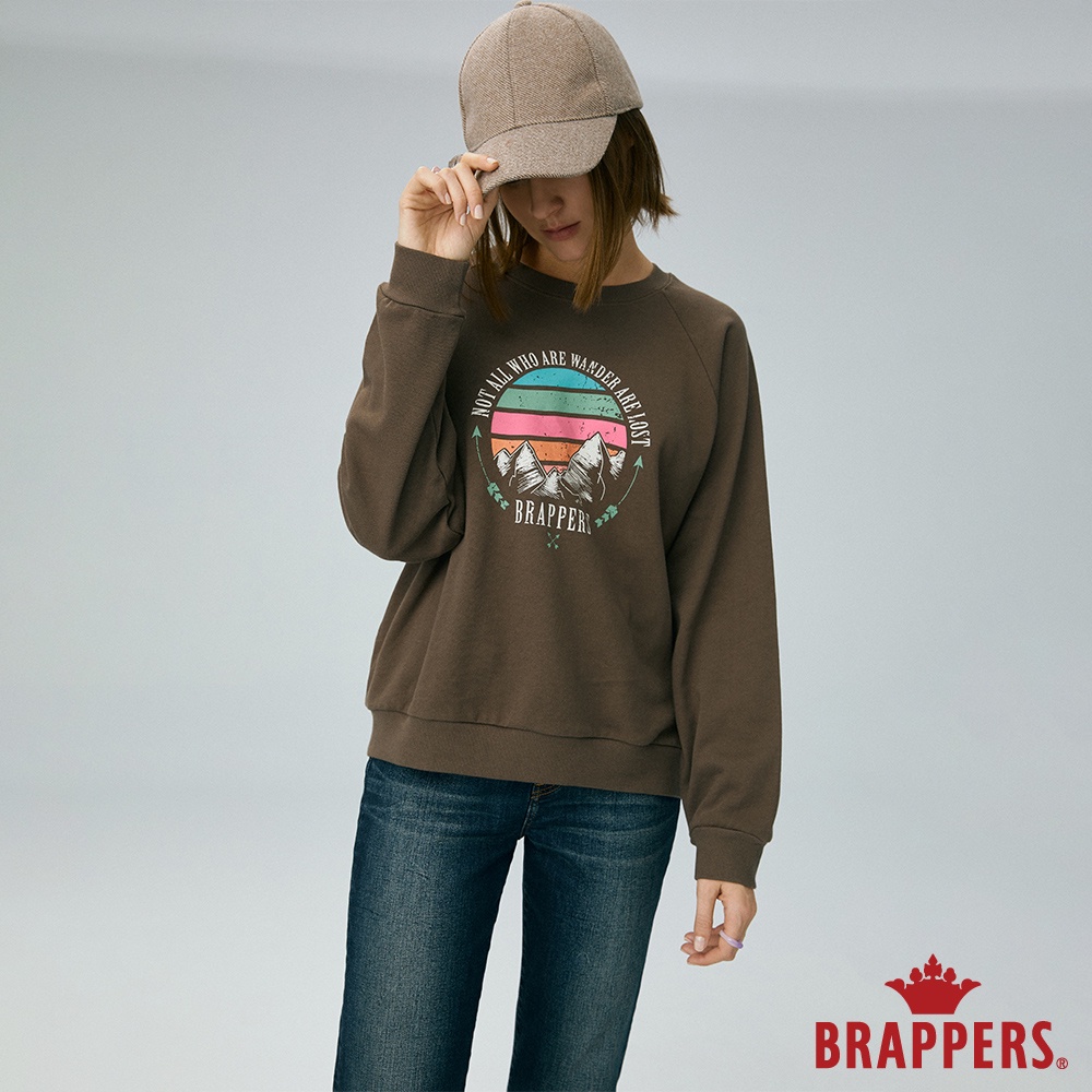 BRAPPERS 女款 手繪山脈logo印花T-深咖啡