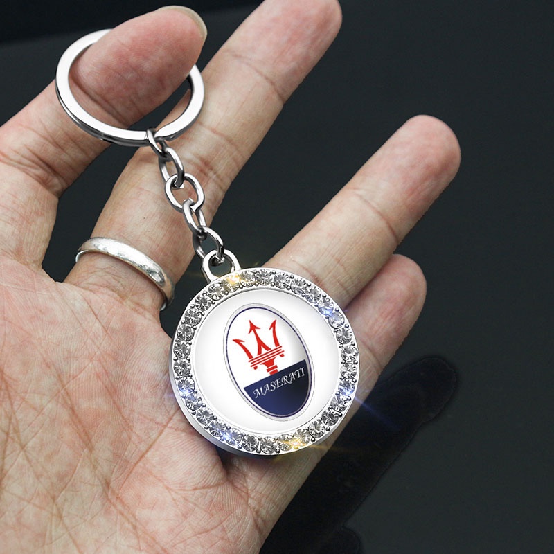 1 件適用於瑪莎拉蒂 Levante Ghibli GranCabrio 跑車標誌鑰匙圈鑽石鑰匙扣金屬鑰匙鏈架吊墜配件