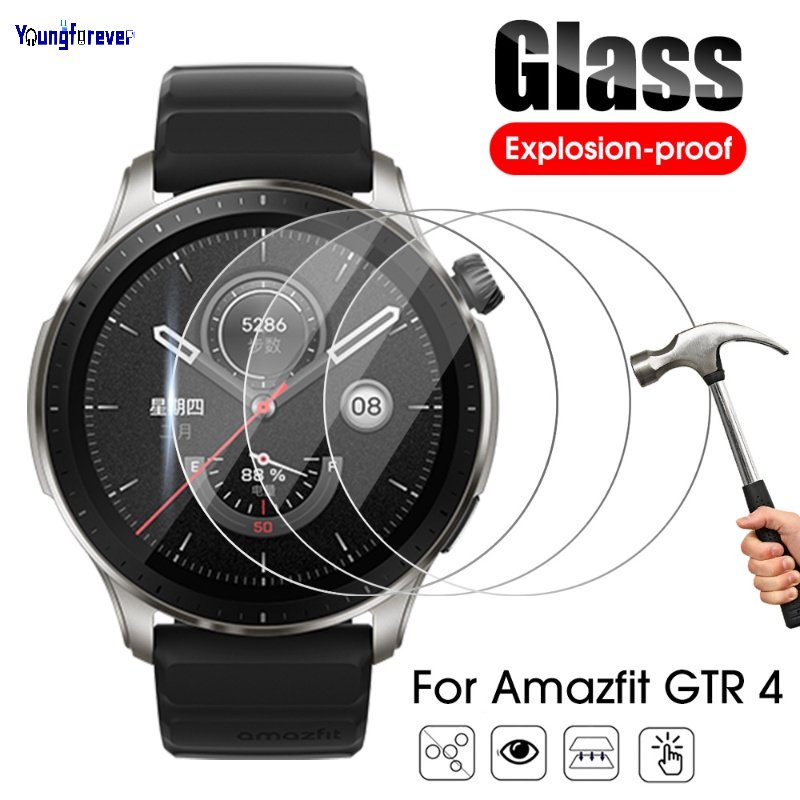 適用於 Amazfit GTR 4 的全覆蓋防刮鋼化玻璃膜高清防指紋 Smartwatch 屏幕保護膜