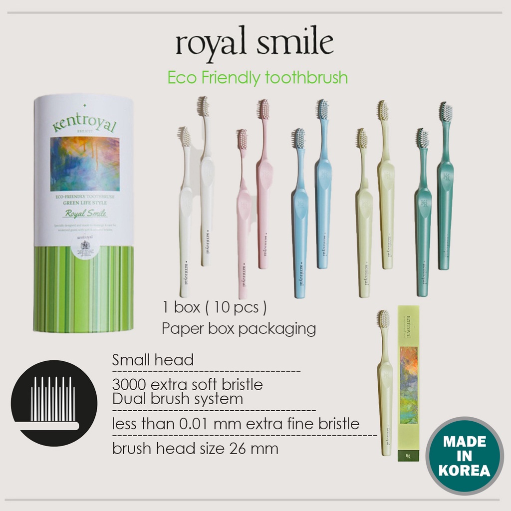KENT Royal Royal Smile1盒10個 環保極細軟毛牙刷 護齦韓國牙刷 孕期孕婦牙刷 英國品牌