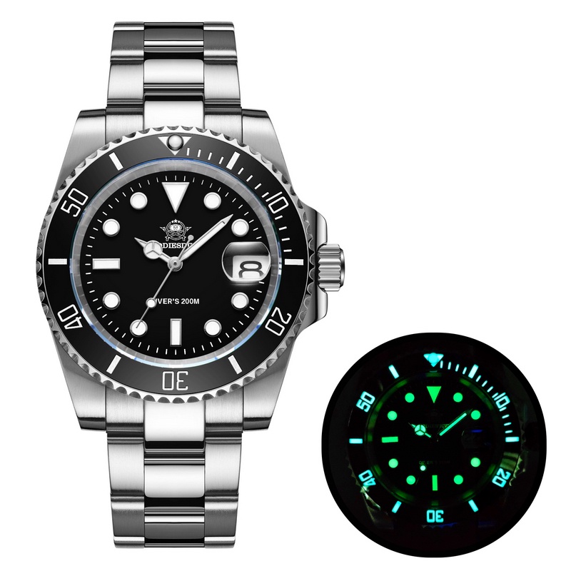 Addiesdive H3 男士手錶不銹鋼潛水錶 200M C3 超夜光運動豪華不銹鋼手錶石英男士手錶