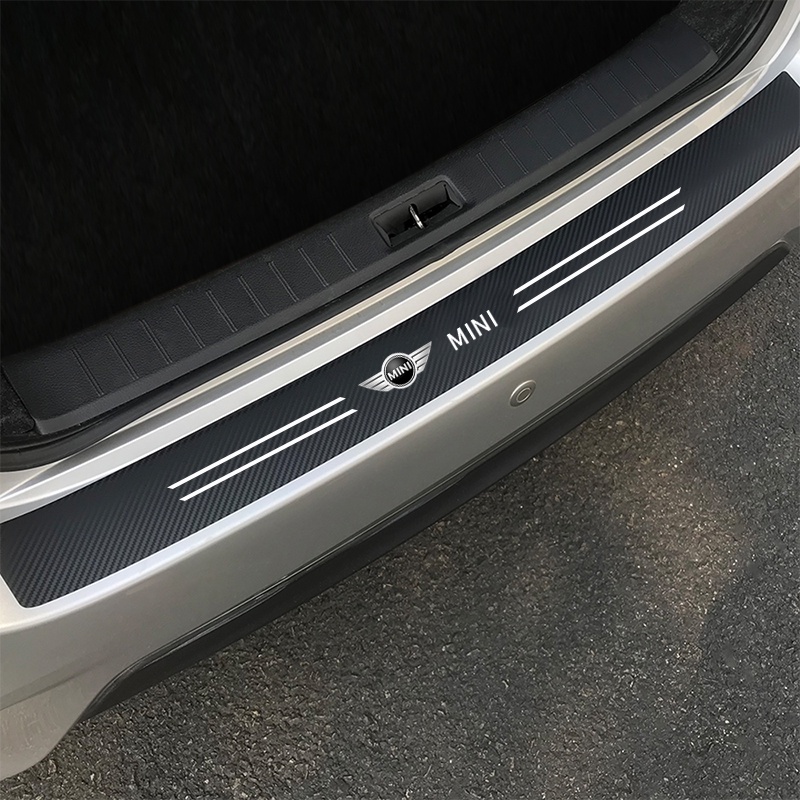 1 件汽車標誌碳纖維後保險槓裝飾保護貼紙適用於 Mini Cooper One S JCW R55 R56 R60 F5