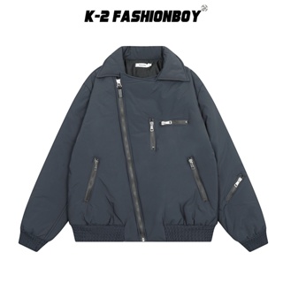【K-2】Y2K 機車外套 騎士外套 多拉鍊 設計感 保暖 外套 秋冬 長袖 個性穿搭 立領 潮流 K2【B9051】