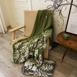 披肩 | 北歐綠色毛毯蓋毯毛巾被毯子沙發用辦公室午睡毯針織休閒毯空調毯