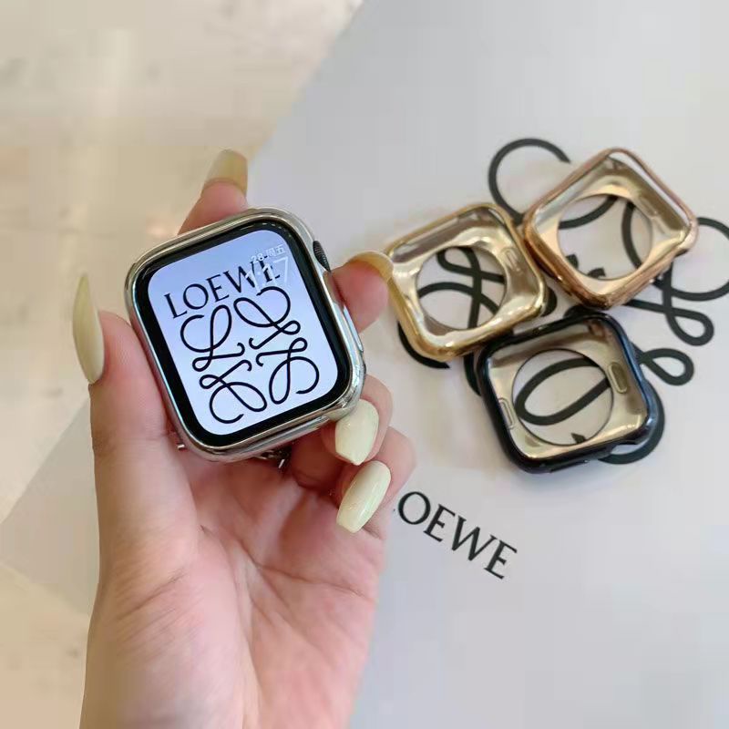 電鍍蘋果手錶保護殼 邊框保護殼 適用於 Apple Watch 9 8 7 6 5 4 SE軟殼45mm 防摔殼41mm