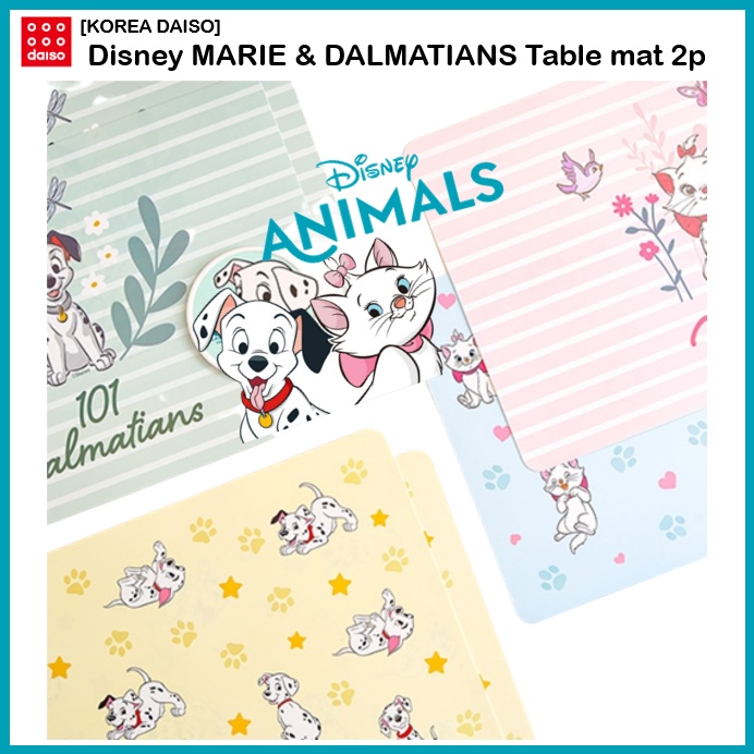大創 [韓國 Daiso] 迪士尼 Marie &amp; Dalmatians 餐桌墊 2p
