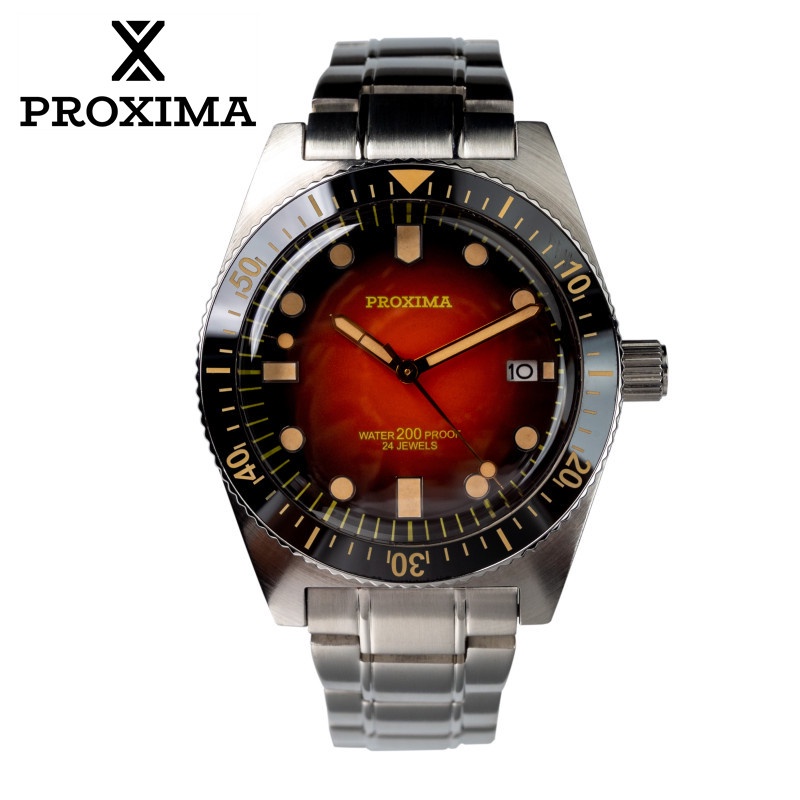 Proxima 62Mas 男士機械手錶 40 毫米男士豪華手錶 NH35 氣泡藍寶石玻璃全夜光陶瓷男錶
