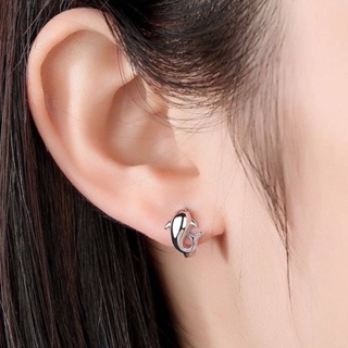 《現貨》韓國東大門 925純銀 海豚耳環 耳扣式 簡約 純銀耳環 如意貓