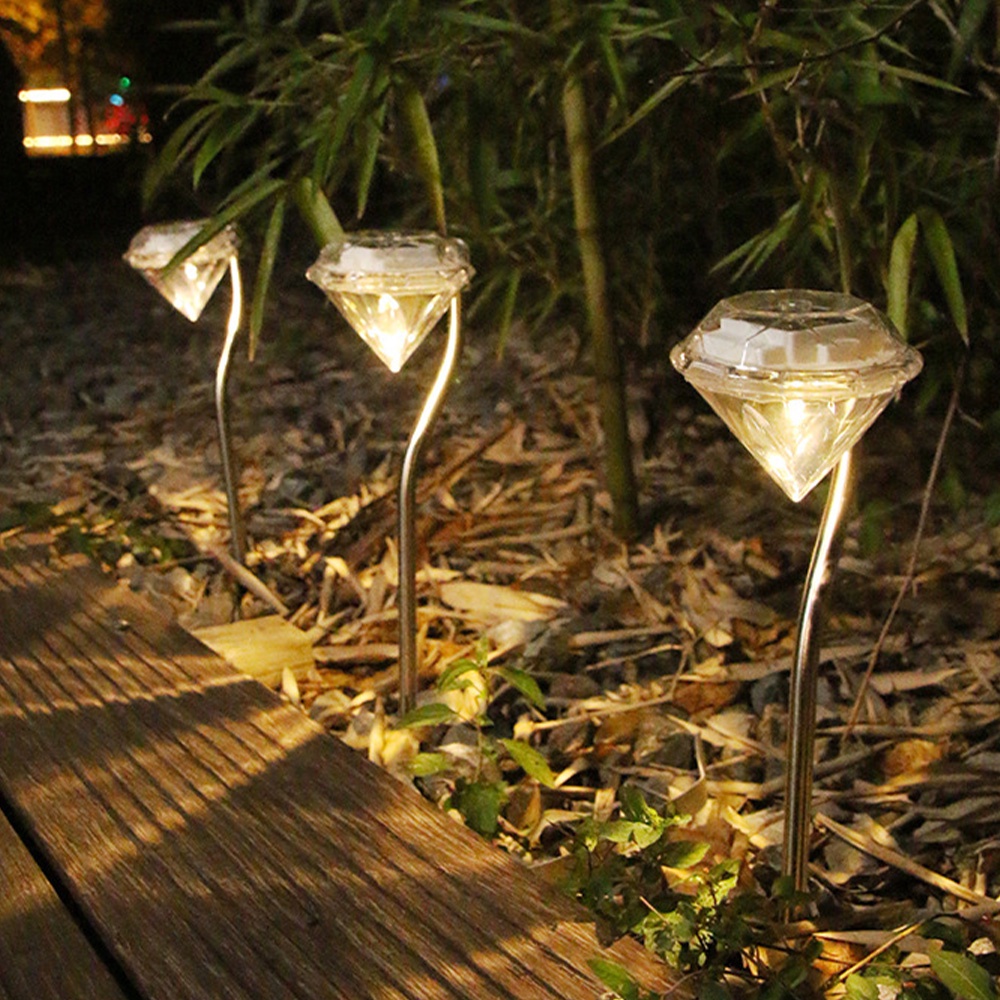 【傑太光能】 D-02 太陽能LED小鑽石地插燈 七彩光/黃光 草坪燈 裝飾燈 庭園燈