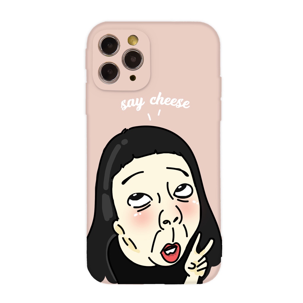 【TOYSELECT】浮誇系文青設計全包iPhone手機殼-白眼女孩 (淡粉色)