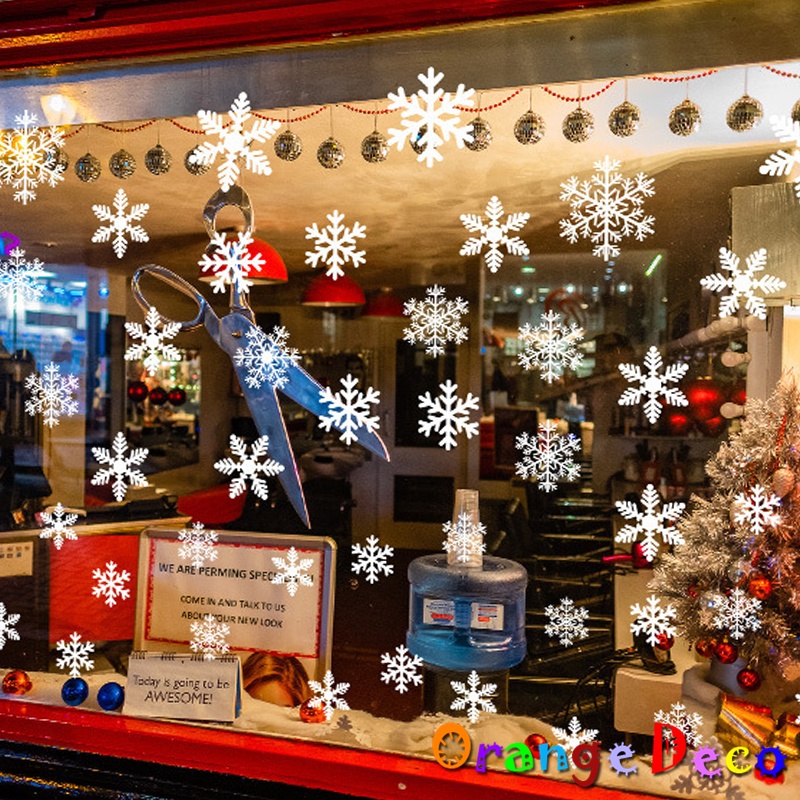 【橘果設計】聖誕雪花靜電貼 可超商取貨 耶誕聖誕窗間雪花 靜電款 壁貼 牆貼 壁紙 DIY組合裝飾佈置