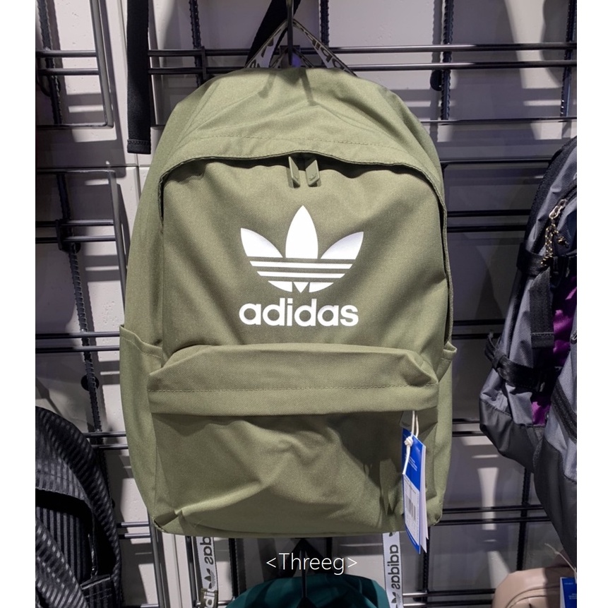 🏀ADIDAS ORIGINALS 後背包 運動 水壺側袋 大LOGO 經典 軍綠 HK2624