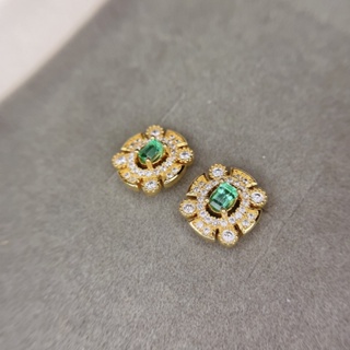 輕珠寶💎哥倫比亞祖母綠0.08克拉 純銀925耳釘