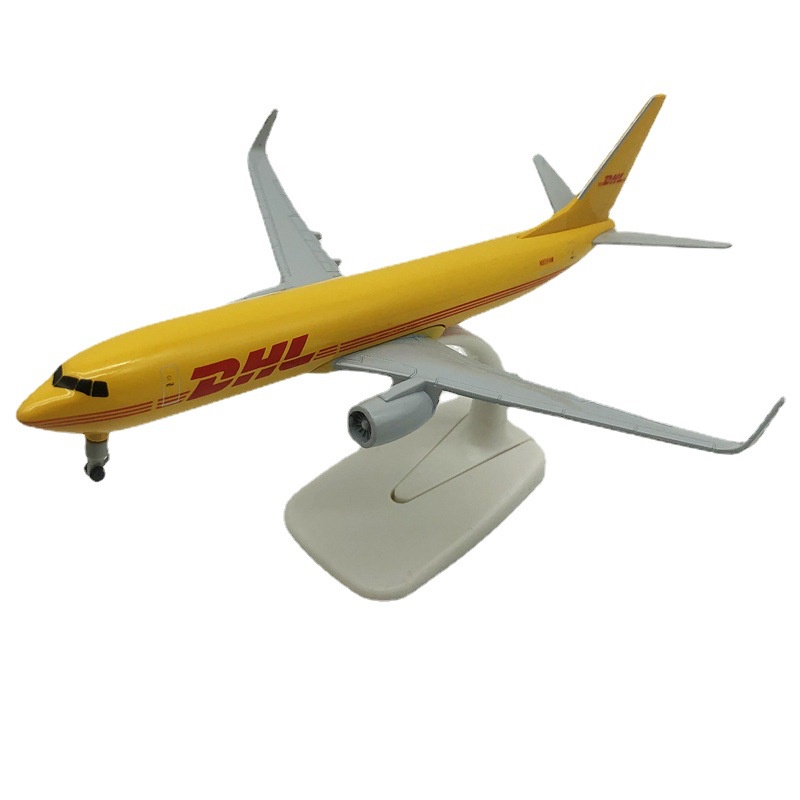 20cm仿真飛機模型dhl貨運車b737-800合金帶輪靜態擺件模型飛機玩具