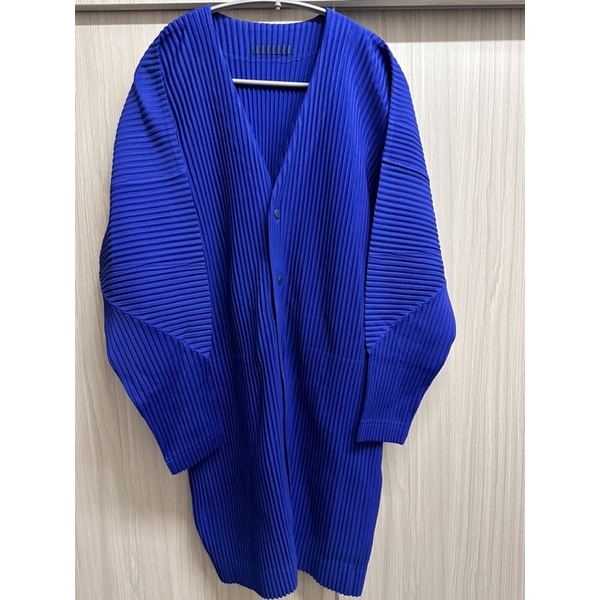 特價Homme Plisse ISSEYMIYAKE 三宅一生 藍色 西裝外套 長版外套 JL 104 sz:2