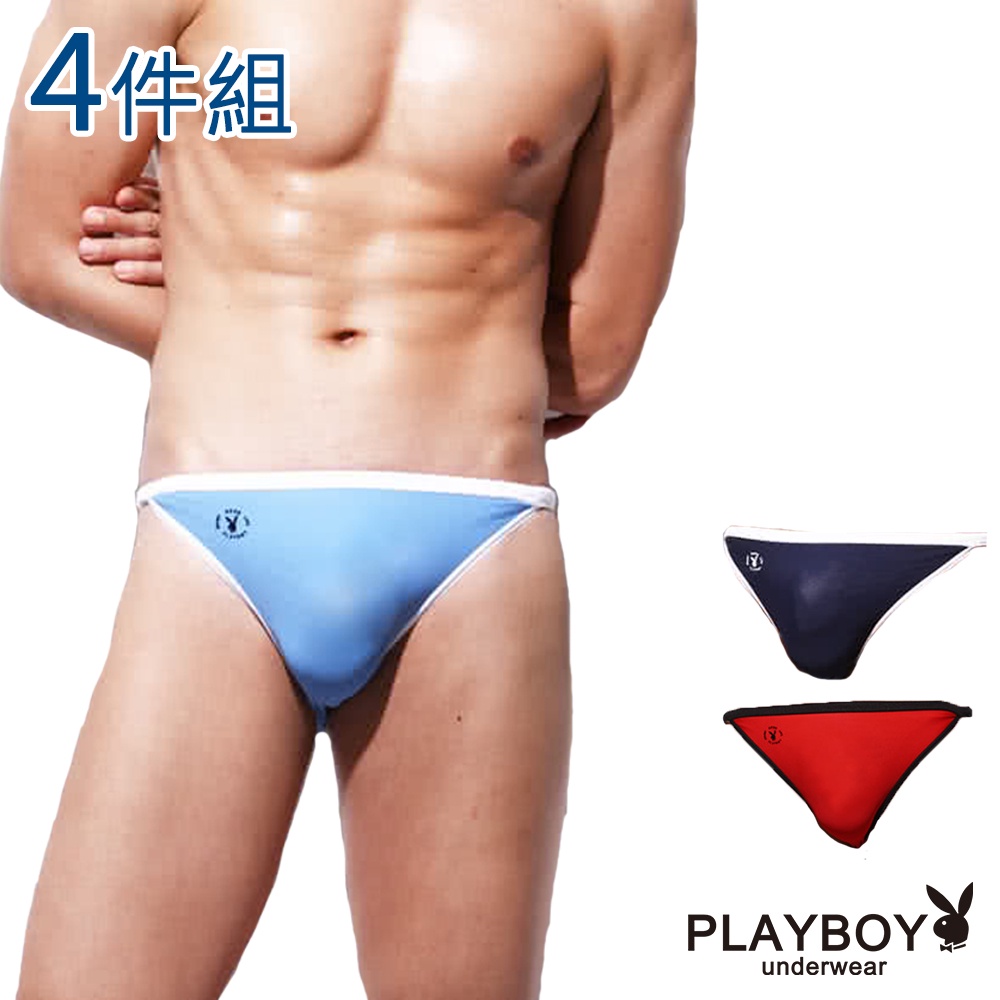 【PLAYBOY】男內褲 MIT萊卡超細纖維高叉三角褲(4件組)-PN066A