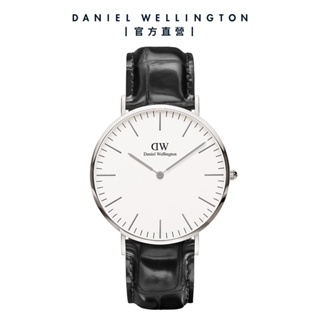 【Daniel Wellington】DW 手錶 Classic Reading 40mm爵士黑壓紋真皮錶-銀框