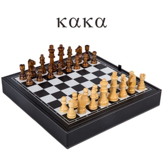 精品木質國際象棋黑白皮質收納棋盤成人學生兒童送人禮品國際象棋桌遊套裝【KAKA】
